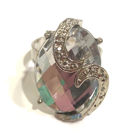 Clear Prism Statement Ring Adjustable Band - Picture 1 of 2